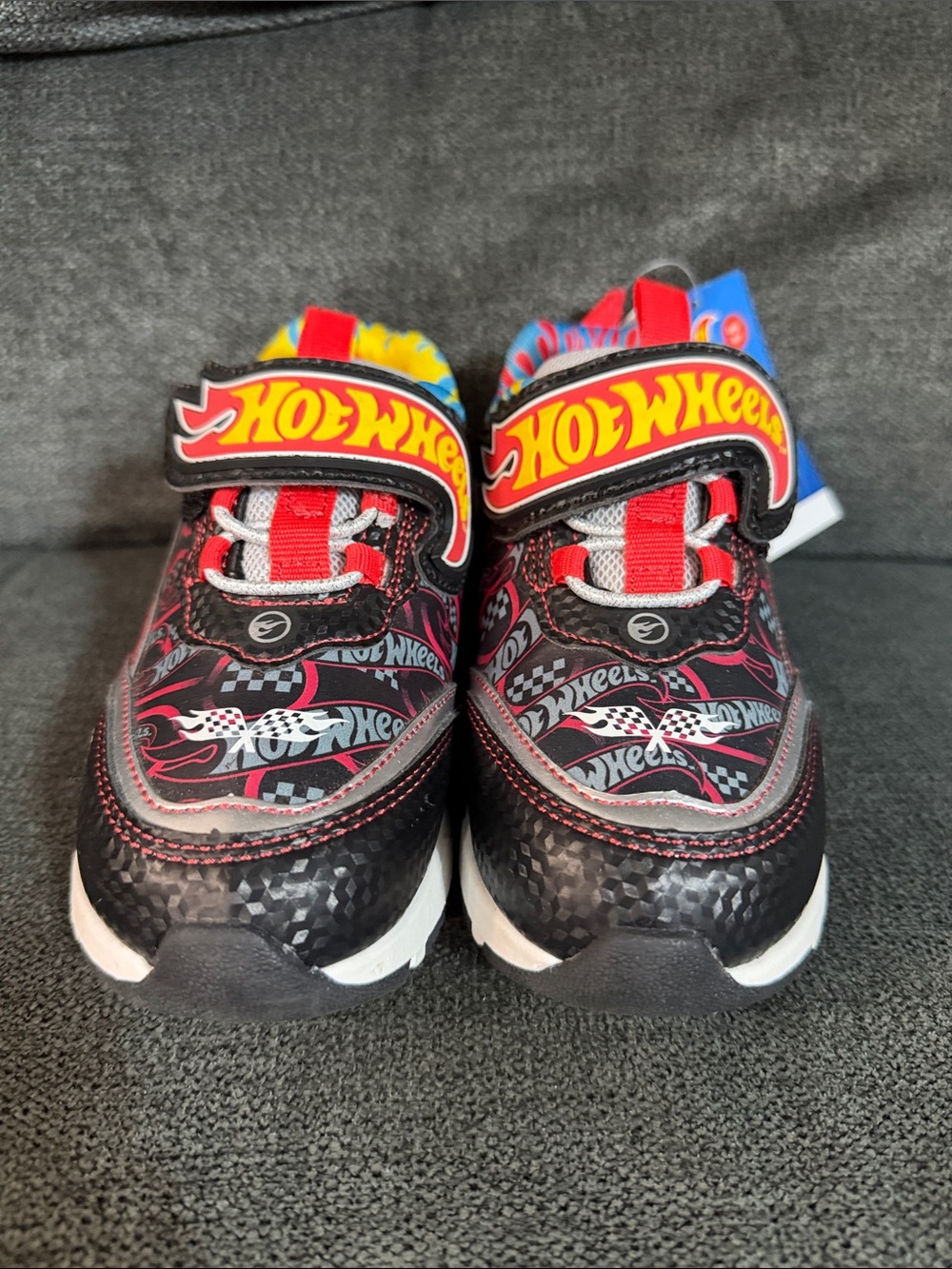 Hot Wheels Kids' Black and Red Racing Sneakers with Hook-and-Loop Strap